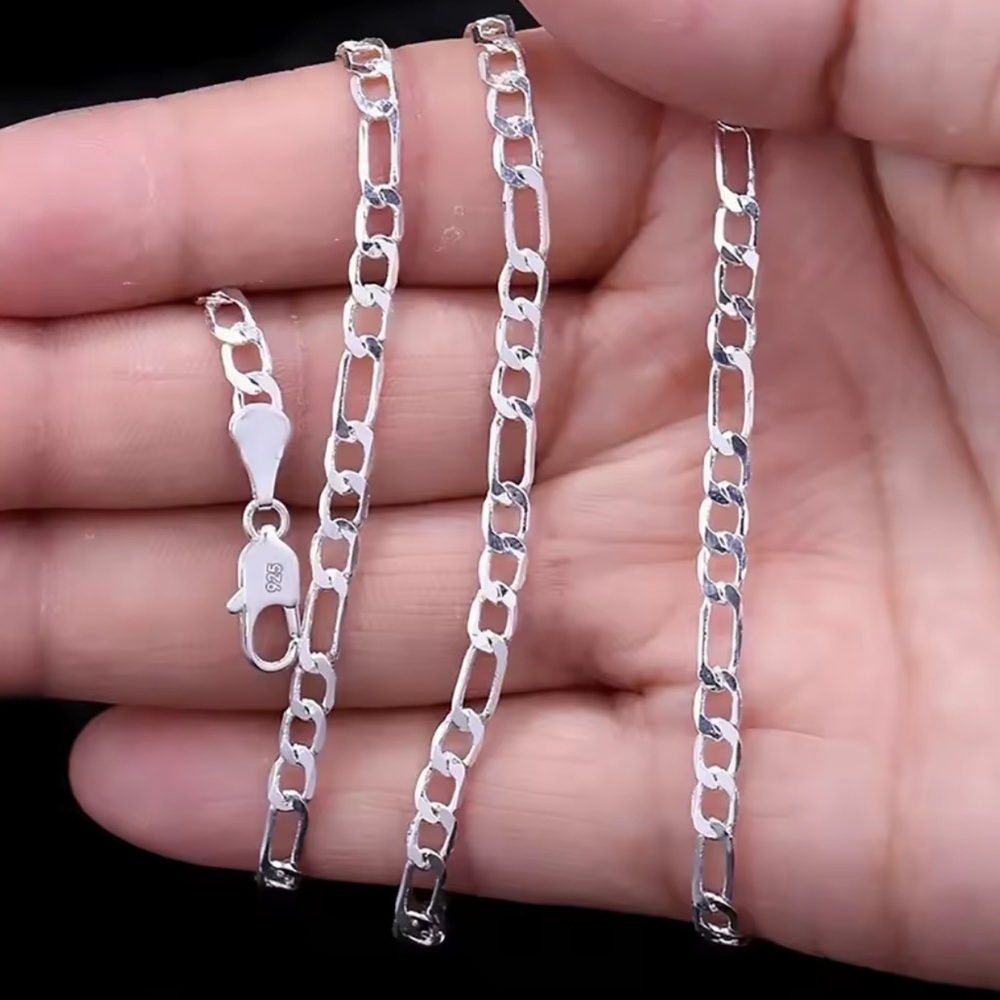 Silver men Chain Necklace - Picture 3 of 3